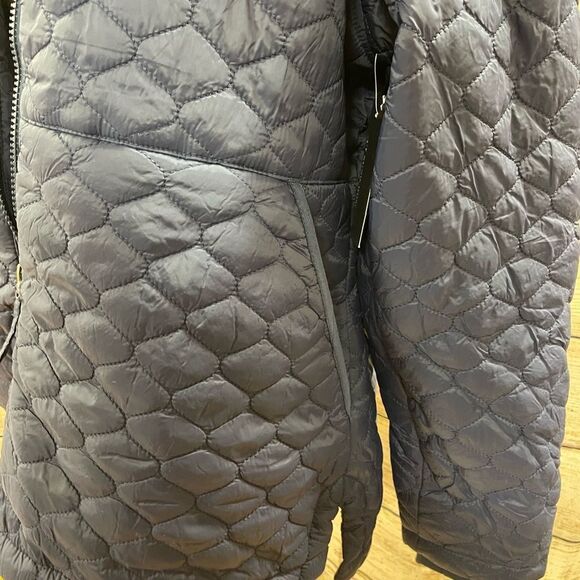 Quilted navy blue zipper hoodie jacket - Picture 9 of 10